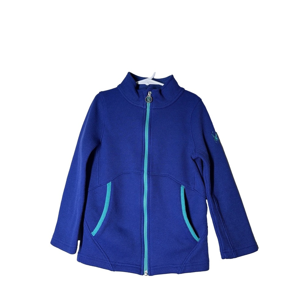 Spyder Girls Endure Stryke Knit Full Zip Jacket Blue Teal Fleece Layering Sz 7/8